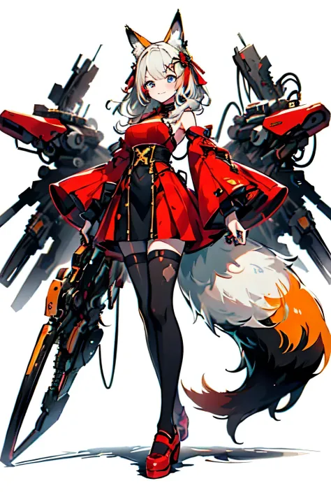 fox ears, mecha, machine, bushy tail, blue theme,, ultra detailed, masterpiece, best quality, aesthetic, detailed,, solo, soft s...