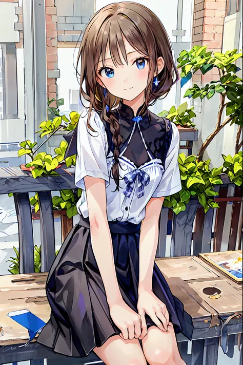 (child)，best quality，beautiful face in every detail，cute，dark brown eyes，(背の低いcute女の子，young student，young and delicate girl）,（ma...