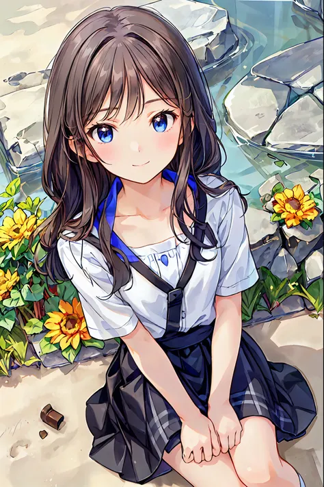 (child)，best quality，beautiful face in every detail，cute，dark brown eyes，(背の低いcute女の子，young student，young and delicate girl）,（ma...