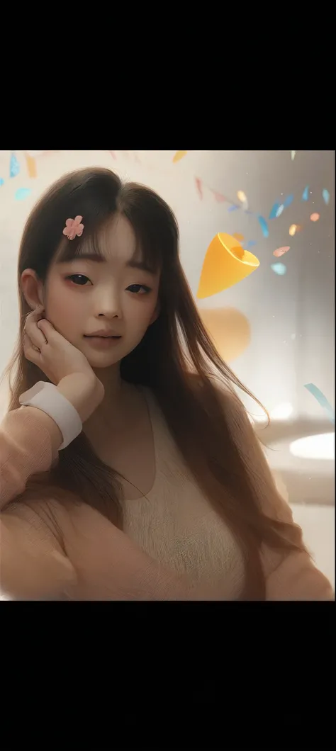 3d cartoon asian girl celebrating her birthday happily