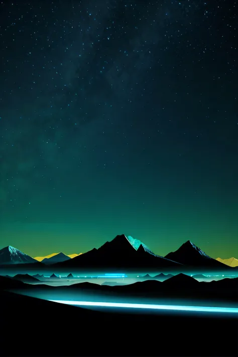 tron style grid landscape with mountains