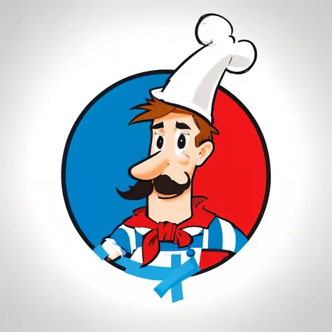 cartoon chef with mustache and mustache in a circle, best chef, wearing white chef hat, mascot illustration, cartoon style illustration, cartoon illustration, happy chef, chef hat, cartoon image, wearing a french beret, ratatouille style, in cartoon style,...