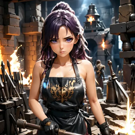 Masterpiece, 4k, HDR, full HD, (best quality), (ultra detailed), (only), (extremely delicate and beautiful fabric), super complex ANIME TYPE, best quality, 1girl, very expressive eyes, deep purple hair , hyper beautiful face, purple hair, perfect anatomy, ...