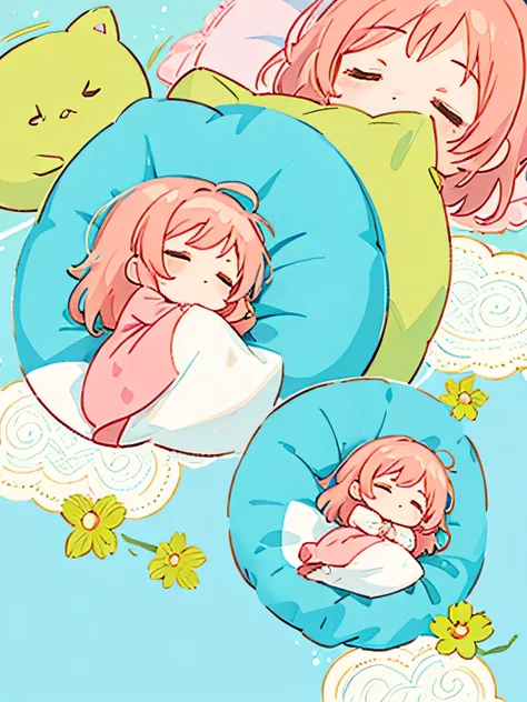 VERDY style, Cute design, The most beautiful woman、(((Chibi)))、(((sleeping))), 