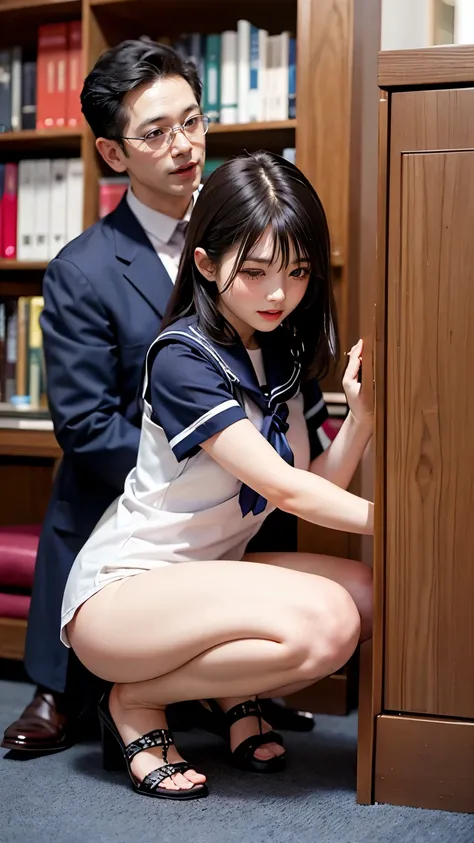 library、Completely naked、A woman wearing a sailor suit, 露出した胸とbetween legs, Chained to her body.、humiliation、Raped by a man、女性が足を広げてbetween legsを露出する、Man touching woman&#39;Nipples、Man touching woman&#39;between legs、Woman crying in pain、A woman who has se...