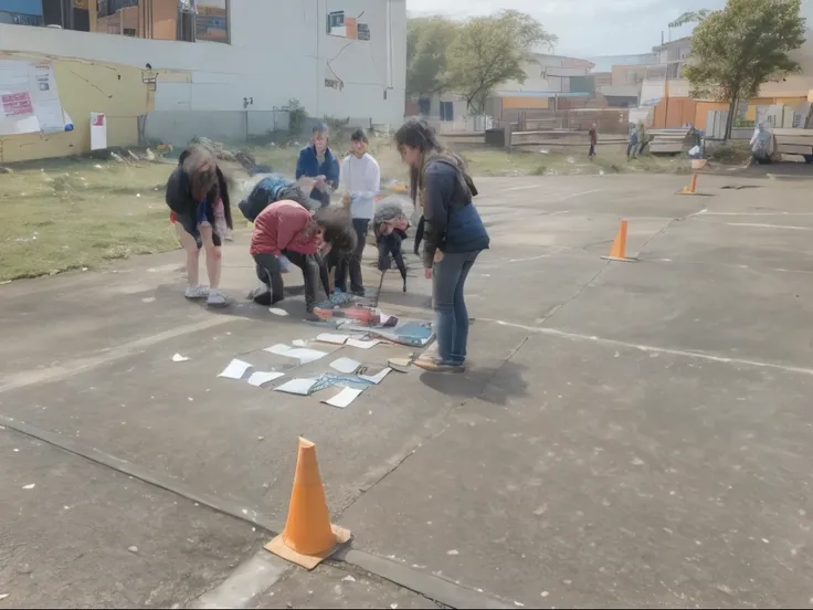 A group of young people creating a community dream map