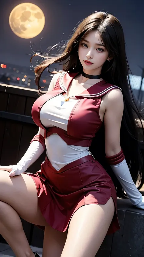 she is tall、mysterious and beautiful ., i see planets in the sky, beautiful young woman，long hair， height: 170 cm, sailor moon m...