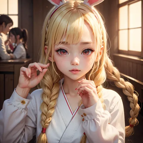 pretty girl、Blonde、Braids、Bunny ears、Red eyes、Judo