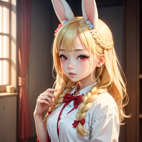 pretty girl、Blonde、Braids、Bunny ears、Red eyes、Judo