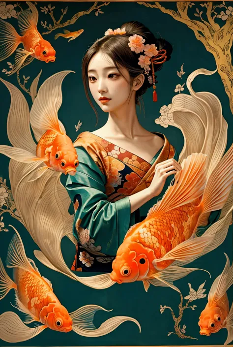 Ukiyo-e,goldfish





