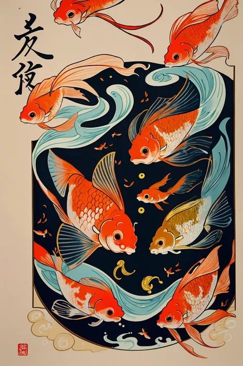 Ukiyo-e,goldfish





