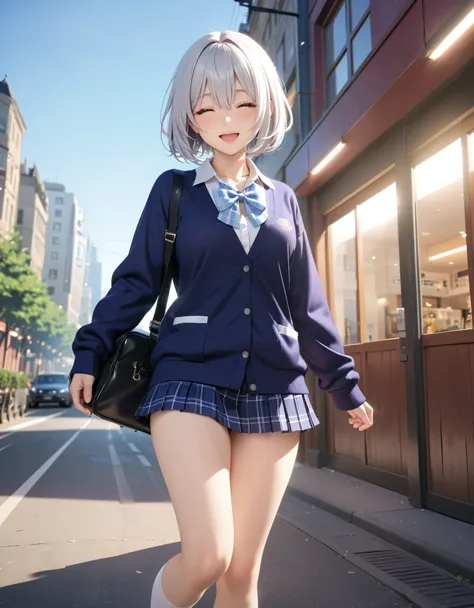 masterpiece, glowing particles, ambient lights, cute, 8K, hdr, high details, perfect lighting, perfect anatomy, BREAK (shiny silver hair:1.2), (bob cut, bang between eyes, beautiful hair), (glossy silver eyes:1.5), (beautiful eyes, (high detailed eyes:1.5)...