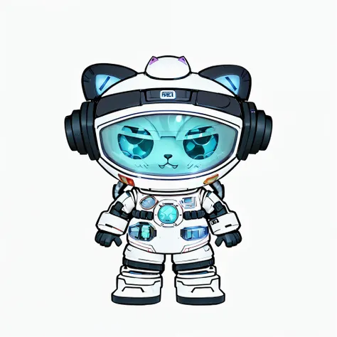 cartoon cat astronaut in space suit with headphones and a helmet, cyborg kitten, cyborg cat, a cyborg cat, astronaut cat, space ...