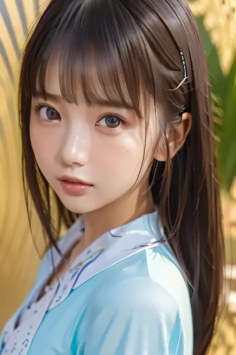 (masterpiece、Best Quality、Ultra-detailed、Ultra-high resolution)、girl、solo、slim、Slender、cute、Face Shot、、((Holography background))、(Holographic clothing)