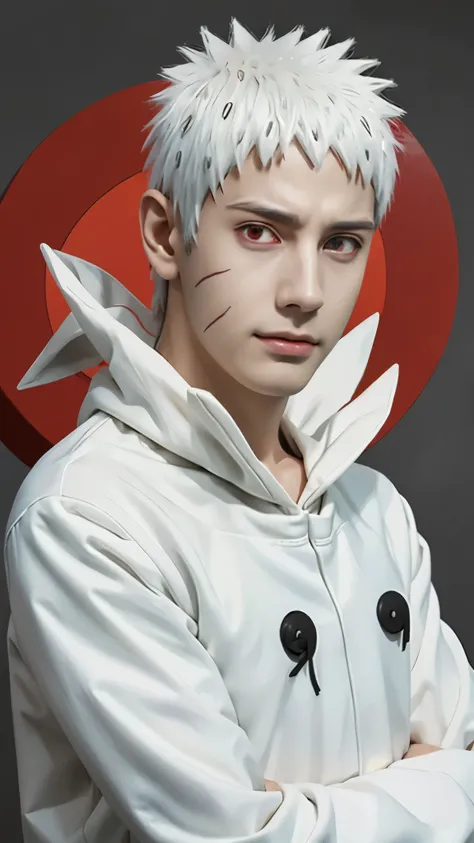 a full body of a person with short hair and a white jacket, uchiha obito, uchiha obito from naruto shippuden, as an anime character, perfect anime face, he has white hair with bangs, male anime character, anime character, anime best man, hime cut hairstyle...