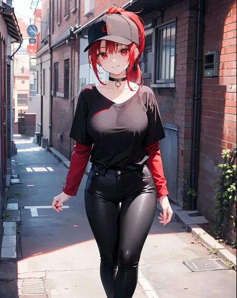 Realistic,Best Quality, Ultra Detail, High-quality CG rendering, The most delicate and beautiful, Floating softly, High resolution, (1 female), (Highest quality,4K,8k,masterpiece:1.2),(All red hair:1.5), (ponytail:1.5),(Red eyes:1.5),(Slightly larger breas...