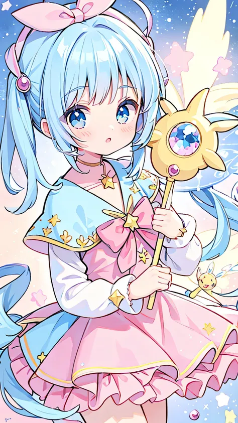 Kilo，Anime girl holding a wand and a star wand in her hands, portrait of Magical girl, sparkling Magical girl, Magical , Cardcaptor Sakura, Pin on anime, Clean and neat anime art, Magical girl anime mahou shojo, Beautiful anime art style, Cute Anime Girl P...