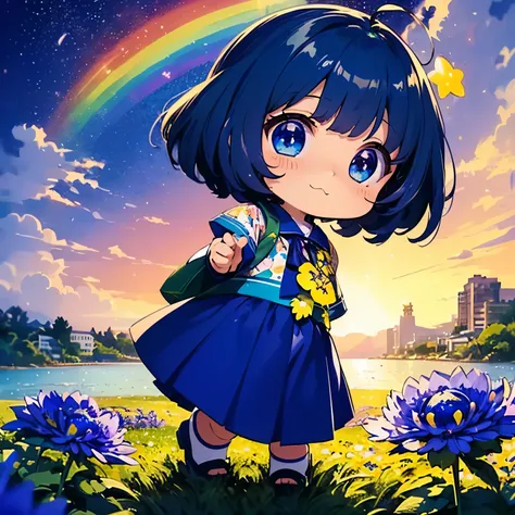 (Chibi:1.6),Melody Mark,top-quality、masterpiece、1 Female、solo、(Abstract art:1.6),(Psychedelic Theme:1.6),(Ultramarine World:1.5),(ocean:1.5),(Blue World:1.5),(At the center of the world is the most beautiful woman in the world),(Many stars are falling:1.3)...