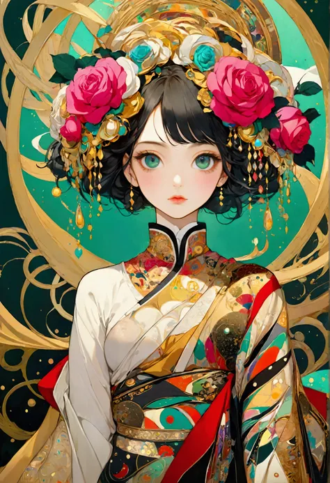 Arms behind back, masterpiece, best quality, dynamic, cinematic, mystical, beautuful japanese girl, beautiful detailed eyes, beautiful detailed lips, extremely detailed eyes and face, long eyelashes, teacherly pose, advanced modern expressionism, rich text...