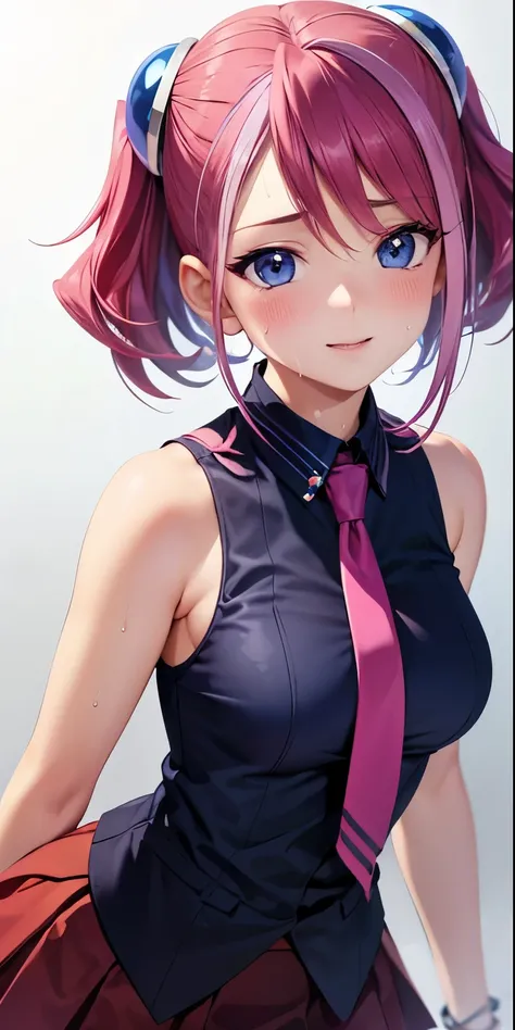 1 Female,High definition,high resolution,Ultra-realistic,8K, hy1, hair ornament, multicolored hair, necktie, skirt, sleeveless, , pink skirt, tight skirt,miniskirt, jewelry,European,sexy,Upper body close-up,Photographed from the front,Dynamic Angles,blush,...