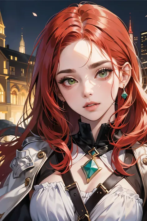 best quality, masterpiece, ultra high res, portrait, (photorealistic: 1.4), raw photo, 1girl, ((random red hair)), realistic hair, detailed facial textures, girl, medieval, light armor, wood detail (archer), short red hair, (cabelo ultra realista), (ultra ...