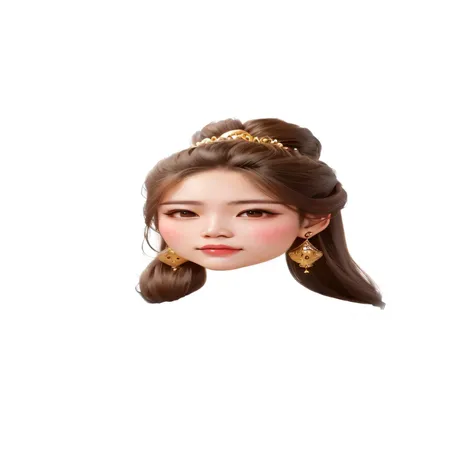 a woman with long hair wearing a tia and earrings, south east asian with round face, with round face, kda, aesthetic!!!!!! female genie, inspired by Du Qiong, sha xi, inspired by Sim Sa-jeong, korean symmetrical face, inspired by Lan Ying, realistic. cheng...