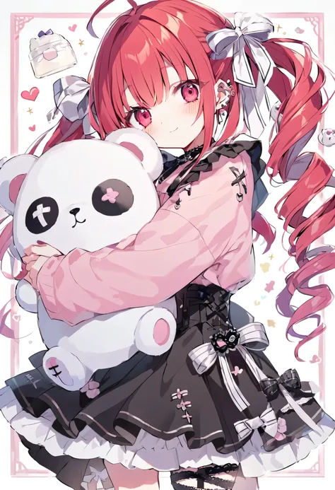 perfect Face, girl, cute, hug a White bear stuffed toy, smile