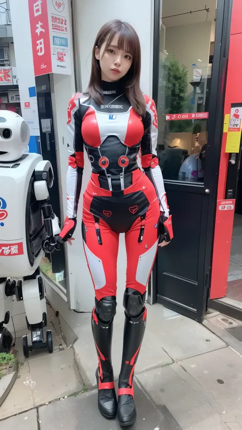 one robot woman, armored robot, Police, robot, perfect-female-robot, perfect-mechanical-body