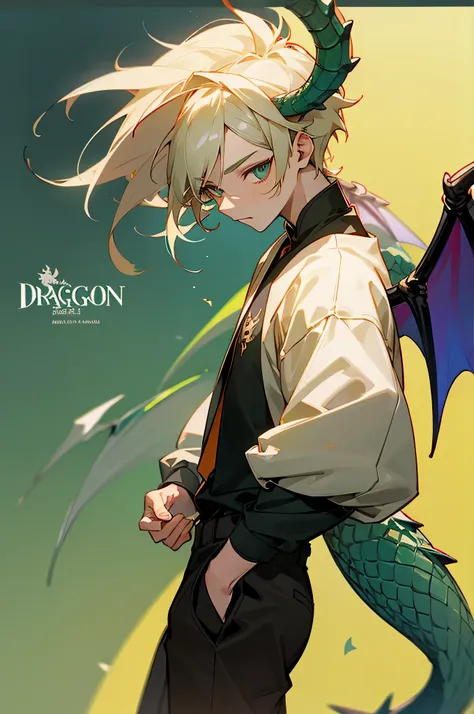 Young teen, male, Gi, random background, dragon scales, dragon wings