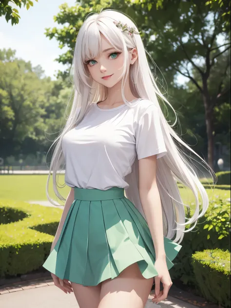 ((masterpiece)),((best quality)), beautiful woman, white hair, long layered hair, (pastel colors), (detailed face), green eyes, ...