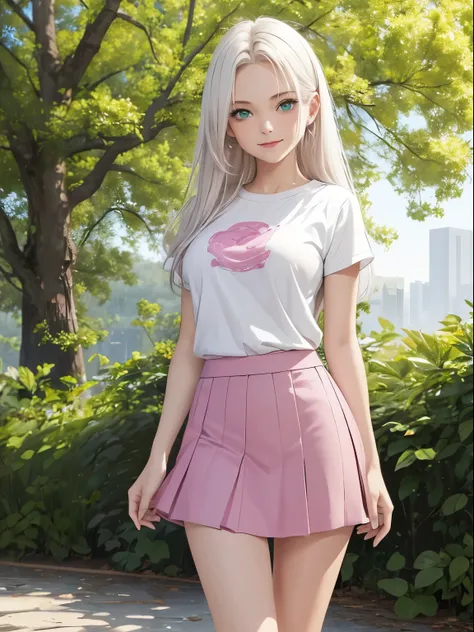 ((masterpiece)),((best quality)), beautiful woman, white hair, long layered hair, (pastel colors), (detailed face), green eyes, ...