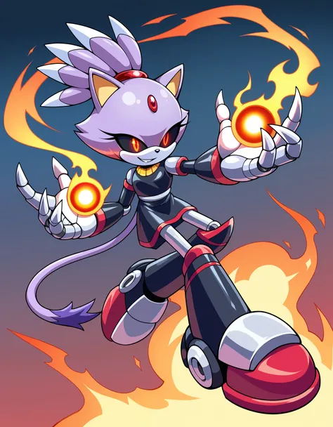 score_9, score_8_up, score_7_up, blaze the cat from sonic the hedgehog, glowing red eyes, wispy hair, pillars of smoke, made out of smoke, ghost-like, demonic appearance, holding a small teal glowing metal square in her hand, smiling evilly, malicious look...