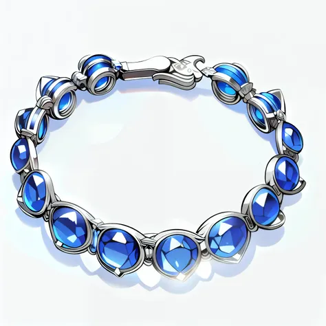 ， beautiful game icons，  sapphires of the same size and shape are set on the bracelet ， symmetrical sapphires surround a silver ...