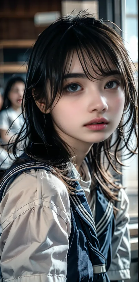 masterpiece, Beautiful Eyes, Swollen eyes, Best Quality, Ultra High resolution, (reality: 1.4), Original photo, Cinema Lighting, Beautiful girl of the downfall, so beautiful, Beautiful Skin, (超reality的な), (High resolution), (8k), (Very detailed), (Best ill...