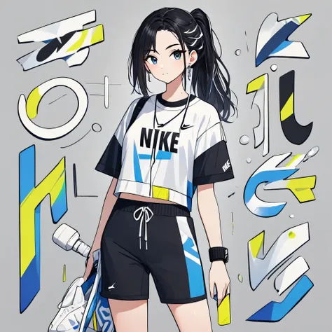 Ultra-realistic Nike style, Simple line acronym abstract art, stylish design, (((Background is Disposal))), sports fashion,