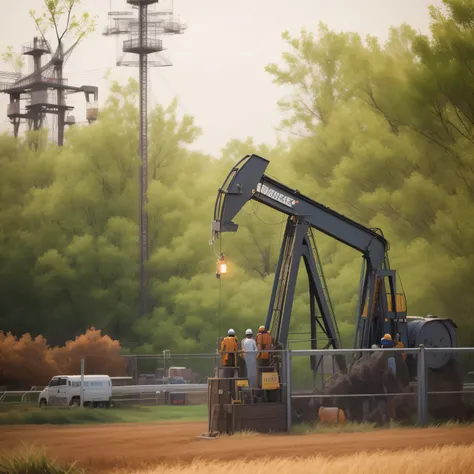 there is a black oil pump in the middle of a field, oilfield scene, oil rig, by Robert Lee Eskridge, by Dan Frazier, oil dereks on horizon, instagram photo, 👰 🏇 ❌ 🍃, beautiful scene, worksafe. instagram photo, by Joe Stefanelli, oil, beautiful image, by Ca...