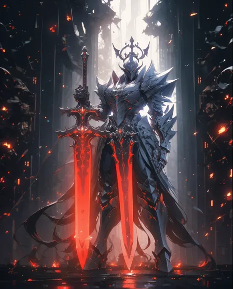 arafed knight standing in a dark room with a sword, burnt armor, black fire color reflected armor, steampunk bioarmor, redwood forest themed armor, demonic dragon inspired armor, corrupted armor, gothic armor, black and reddish color armor, cyberpunk flame...