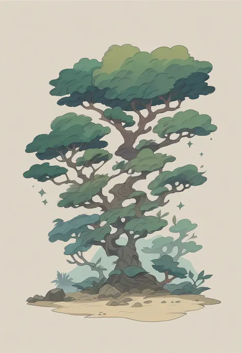 A tranquil zen garden with rocks, sand, and bonsai trees. vector image
