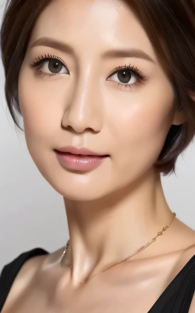 # beautiful mature woman,(( cowboy shot)),
Beautiful Face,double eyelid,
Big Breasts,Black Tank Top,
Pixie Cut,
Exquisite Necklace,