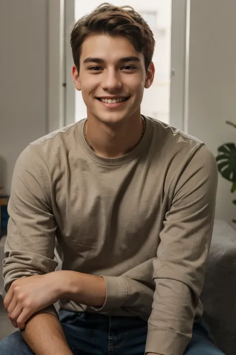 A young man in his 20s smiling 