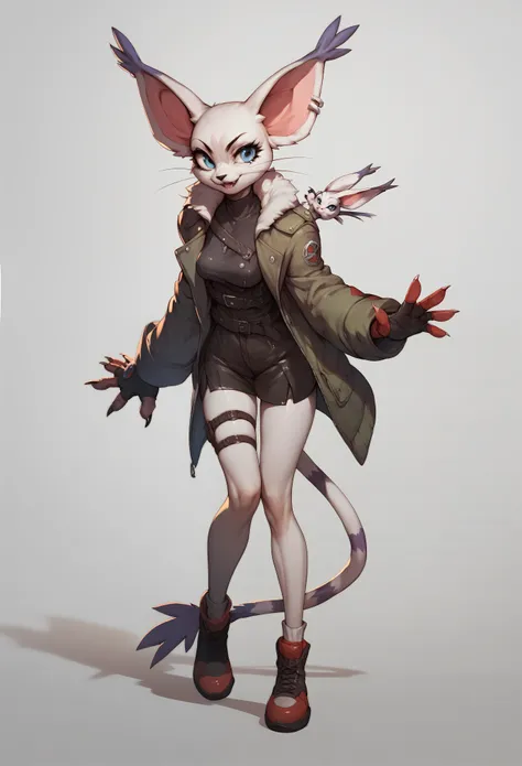 Score_9, score_8, score_7, gatomon from digimon, tall and slender body, Anthro feline girl, gloves, on her knees, simple white background, близко, full body in view