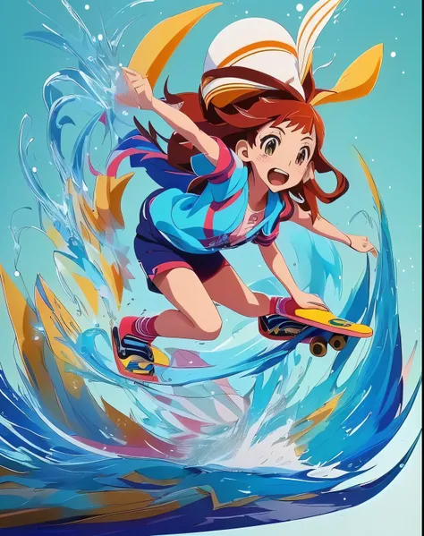 anime girl on a skateboard doing a trick on a ramp, anime style 4 k, anime visual of a cute girl, anime moe artstyle, high quality anime artstyle, splash art anime loli, rin, the anime girl is running, anime artstyle, by Ei-Q, anime style. 8k, high quality...