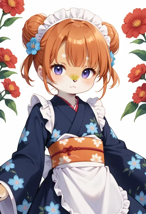 score_9, score_8_up, score_7_up, score_6_up, score_5_up, score_4_up, source_anime, best quality, amazing quality, very aesthetic, absurdres, 1girl, (furry, kemono:1.4), rabbit, solo, japanese clothes, maid headdress, looking at viewer, kimono, double bun, ...