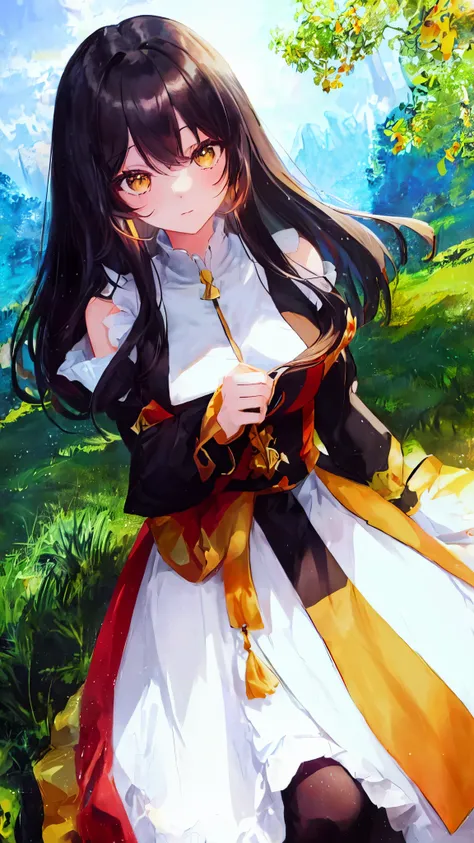 masterpiece, best quality, {best quality}, {{masterpiece}}, {highres}, focus, anime style, a closeup of a cartoon of a woman, girl design, portrait, giesha, anime image, long hair, black hair, straight eyes, hair covering ears, polished and powerful look, ...