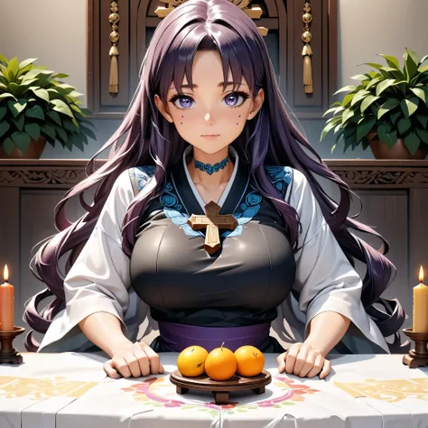 Masterpiece, 4k, HDR, full HD, (best quality), (ultra detailed), (only), (extremely delicate and beautiful fabric), super complex ANIME TYPE, best quality, 1girl, very expressive eyes, deep purple hair , hyper beautiful face, purple hair, perfect anatomy, ...