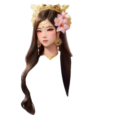 a close up of a woman with a flower in her hair, inspired by Du Qiong, anime thai girl, traditional beauty, chinese girl, with a black background, portrait of a beautiful goddess, lovely woman, beautiful goddess, a beautiful fantasy empress, beautiful rend...