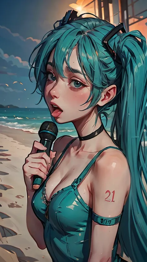 i like hatsune miku, beach stage, virtual singer, hatsune miku, vocaloid, character voice, hatsune miku, singing at the summer s...