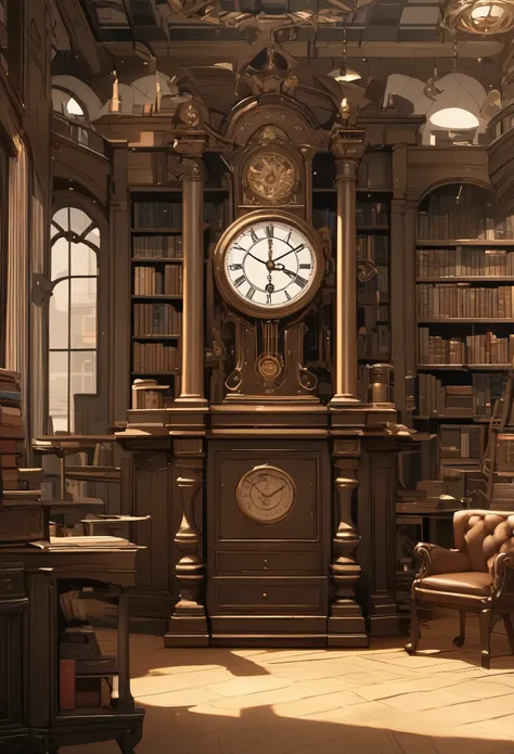 background,library,Big antique clock