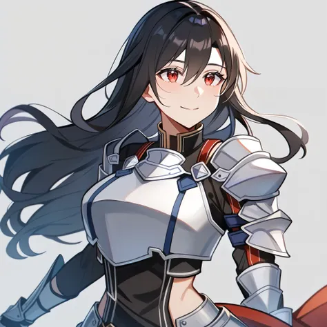 (high-quality, breathtaking),(expressive eyes, perfect face) 1girl, female, solo, Sword Art Online, mature, half open eyes, Alicization, Symmetrical Eyes, simple background, gentle smile, long hair, fantasy outfit, SAO inspired, metTif, armor, chest plate,...