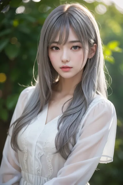 masterpiece, 8k, Award-winning photography, photoRealistic, Realistic, 非常にdetailed, Ultra-high resolution, Ray Trakun, ///1 person, The most beautiful, 20 years old , (sexy, Japanese Idols), (Gray Hair:1.2),///人間のdetailed つやつやした肌 , detailedな肌 , Beautifully...